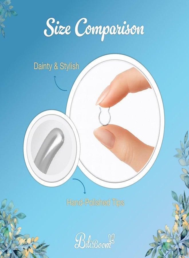 BILIBOOM Silver Clip on Septum Ring 22g - Fake Septum Hoop - No Piercing Needed - Smooth Tiny Sterling Silver Faux Nose Piercing False Nose Jewelry - Cormfortable & Elegant Design - Comes with Gift Pack - Image 3